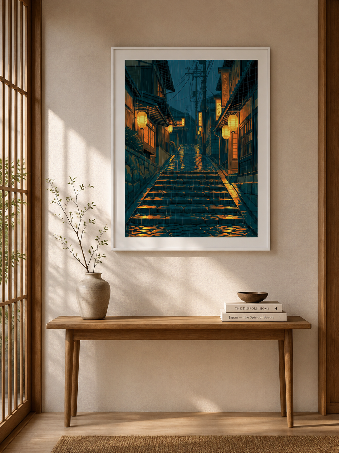 Calle Japonesa Póster - Wall Art Decor - close-up - japanese lantern street poster, japanese street wall art