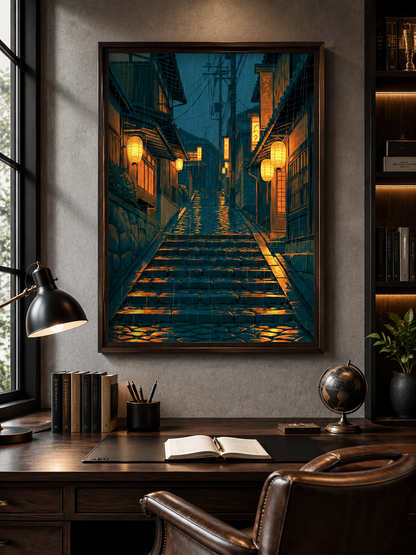 Calle Japonesa Póster - Wall Art Decor - close-up - japanese lantern street poster, japanese street wall art