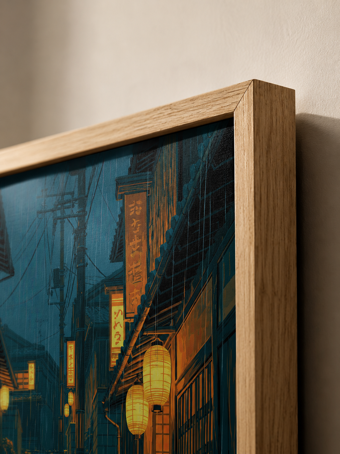 Calle Japonesa Póster - Wall Art Decor - detail view - japanese lantern street poster, japanese street wall art