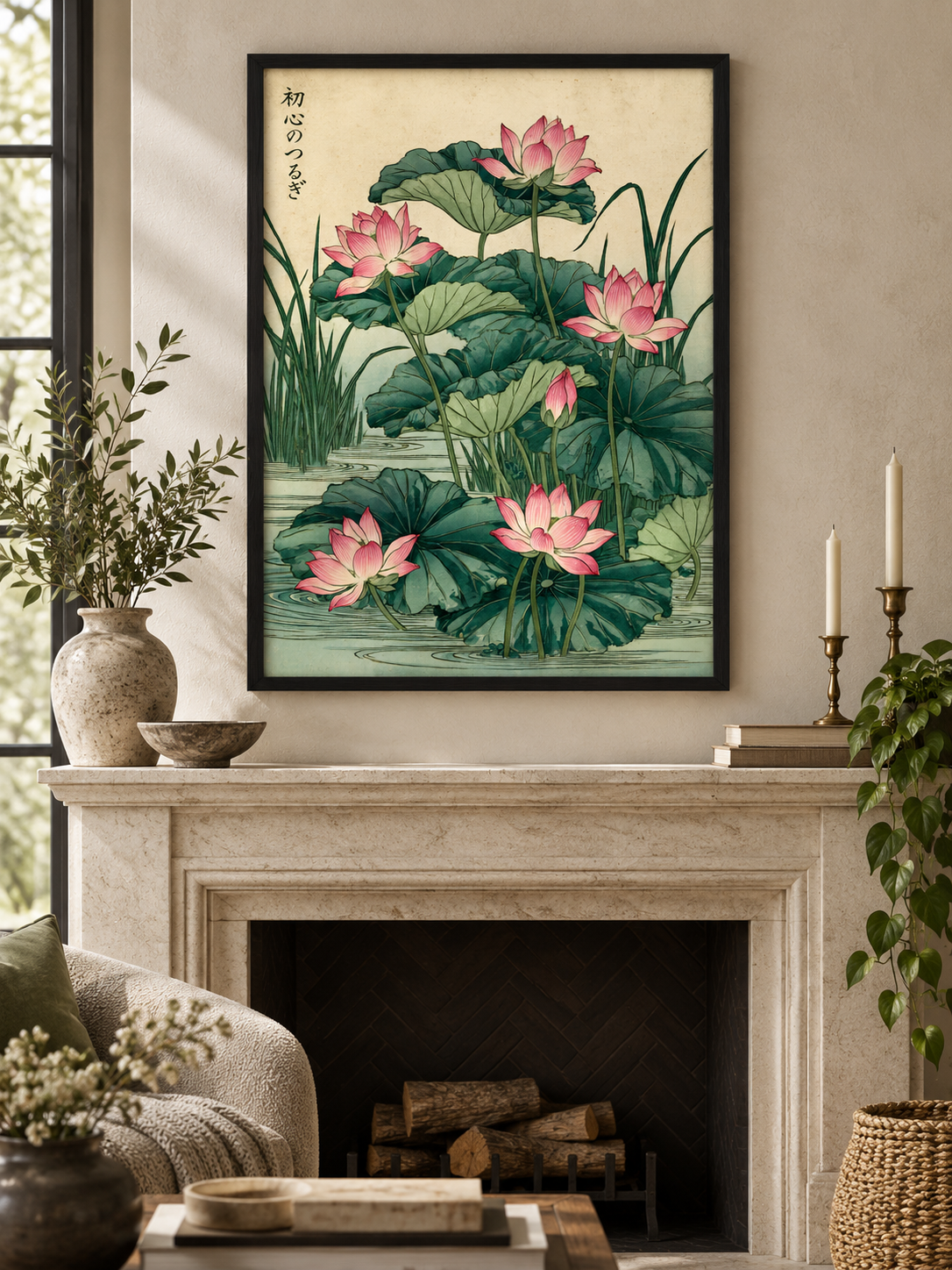 Japanese Lotus Art Print - Wall Art Decor - close-up - lotus flower wall art, pink botanical poster