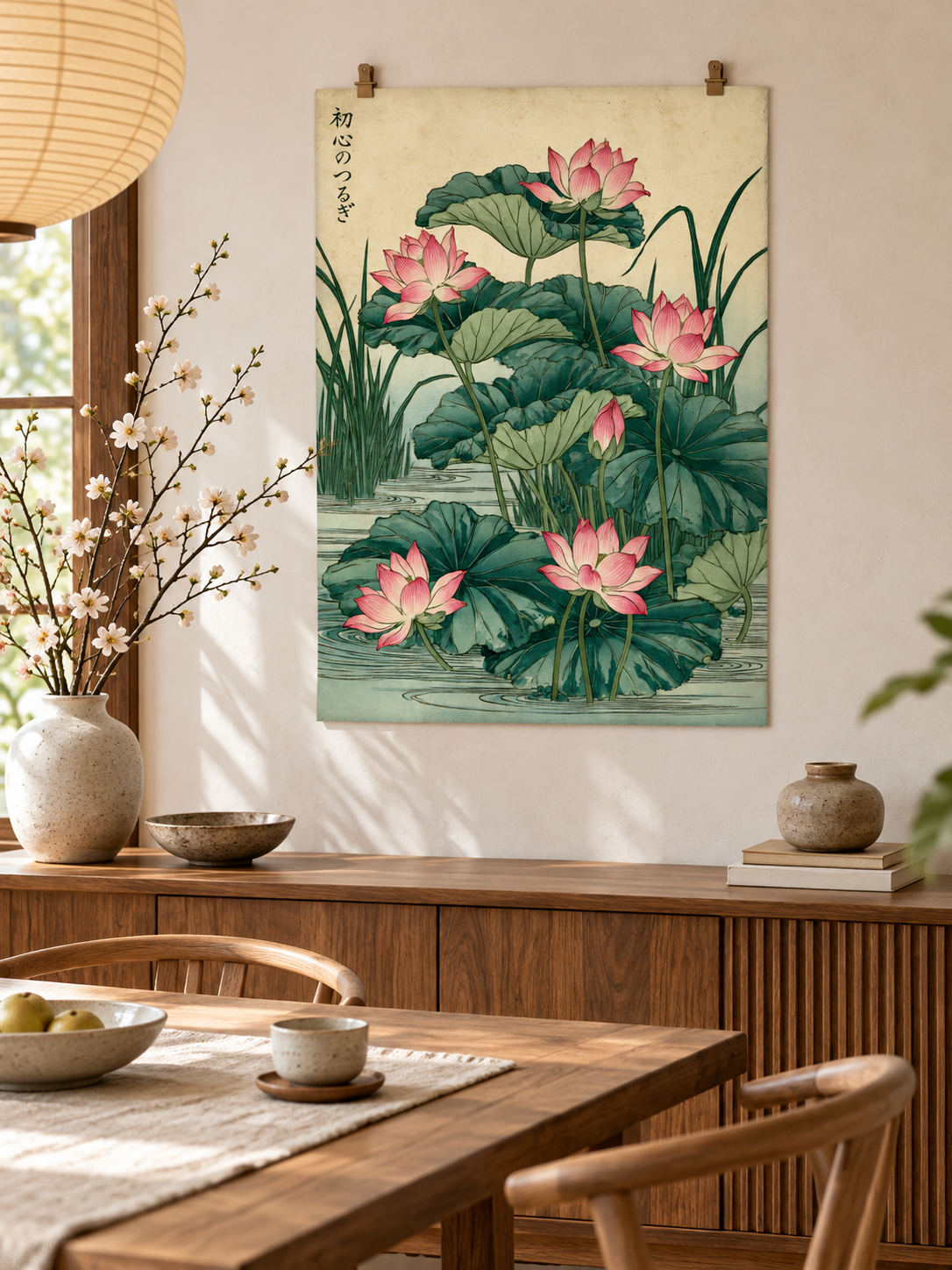 Japanese Lotus Art Print - Wall Art Decor - close-up - lotus flower wall art, pink botanical poster