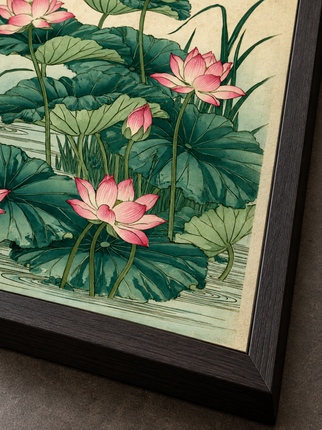 Japanese Lotus Art Print - Wall Art Decor - detail view - lotus flower wall art, pink botanical poster