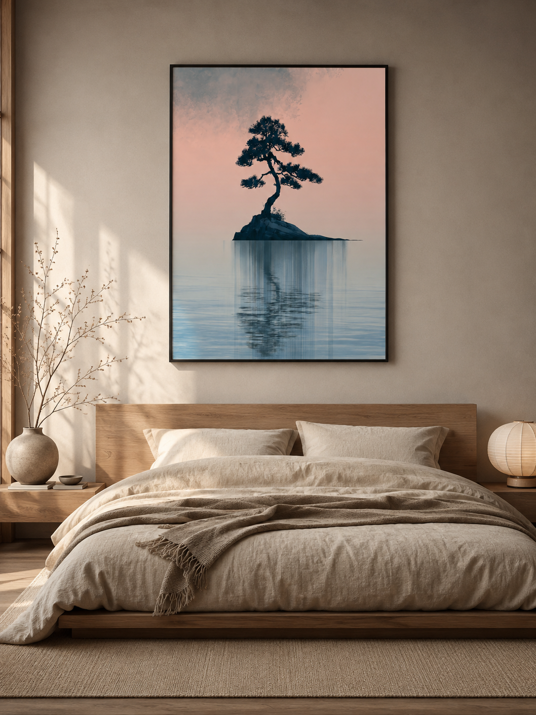 Japońska Sosna Dekoracja Ścienna - Wall Art Decor - lifestyle shot - japanese pine wall art, pine tree art print