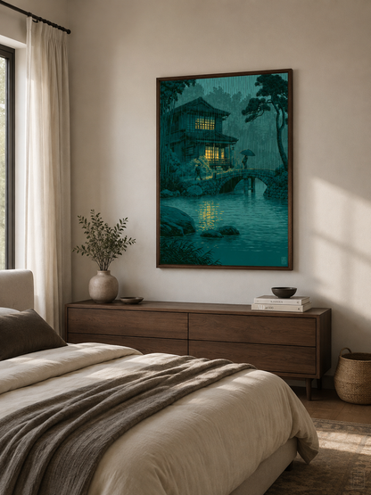 Paisaje Japonés en Póster - Wall Art Decor - close-up - japanese rainy night poster, japanese rain wall art