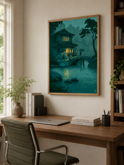 Paisaje Japonés en Póster - Wall Art Decor - alternate angle - japanese rainy night poster, japanese rain wall art