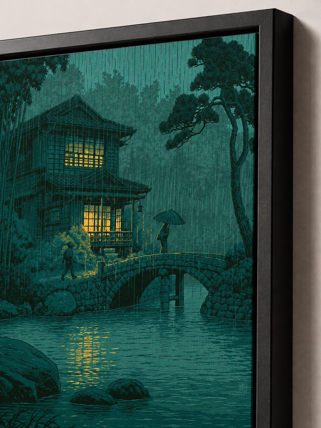 Paisaje Japonés en Póster - Wall Art Decor - detail view - japanese rainy night poster, japanese rain wall art
