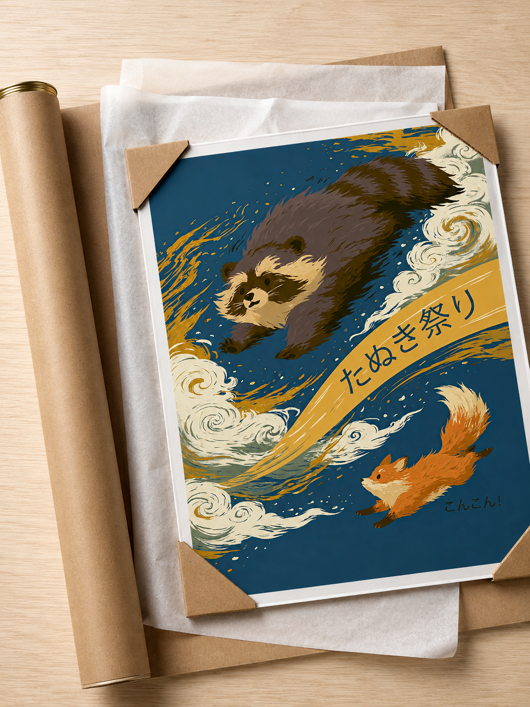 Japanese Tanuki Poster - Wall Art Decor - close-up - japanese tanuki poster, tanuki wall art