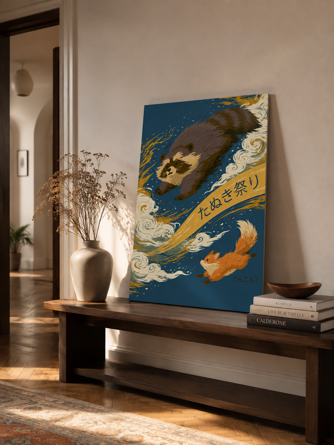 Japanese Tanuki Poster - Wall Art Decor - alternate angle - japanese tanuki poster, tanuki wall art