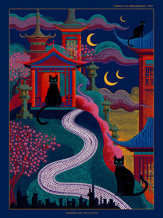 Japanese Temple Cat Poster - Wall Art Decor - front view - japanese temple cat poster, japanese cat wall art
