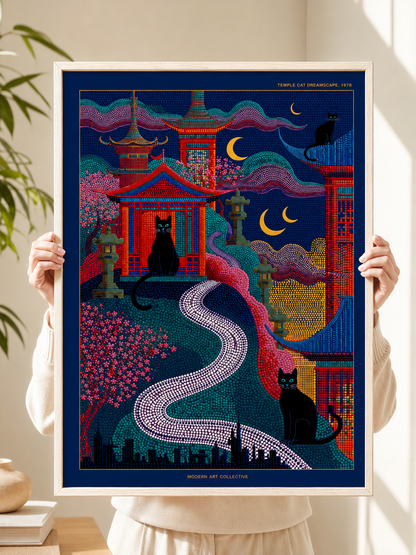 Japanese Temple Cat Poster - Wall Art Decor - close-up - japanese temple cat poster, japanese cat wall art