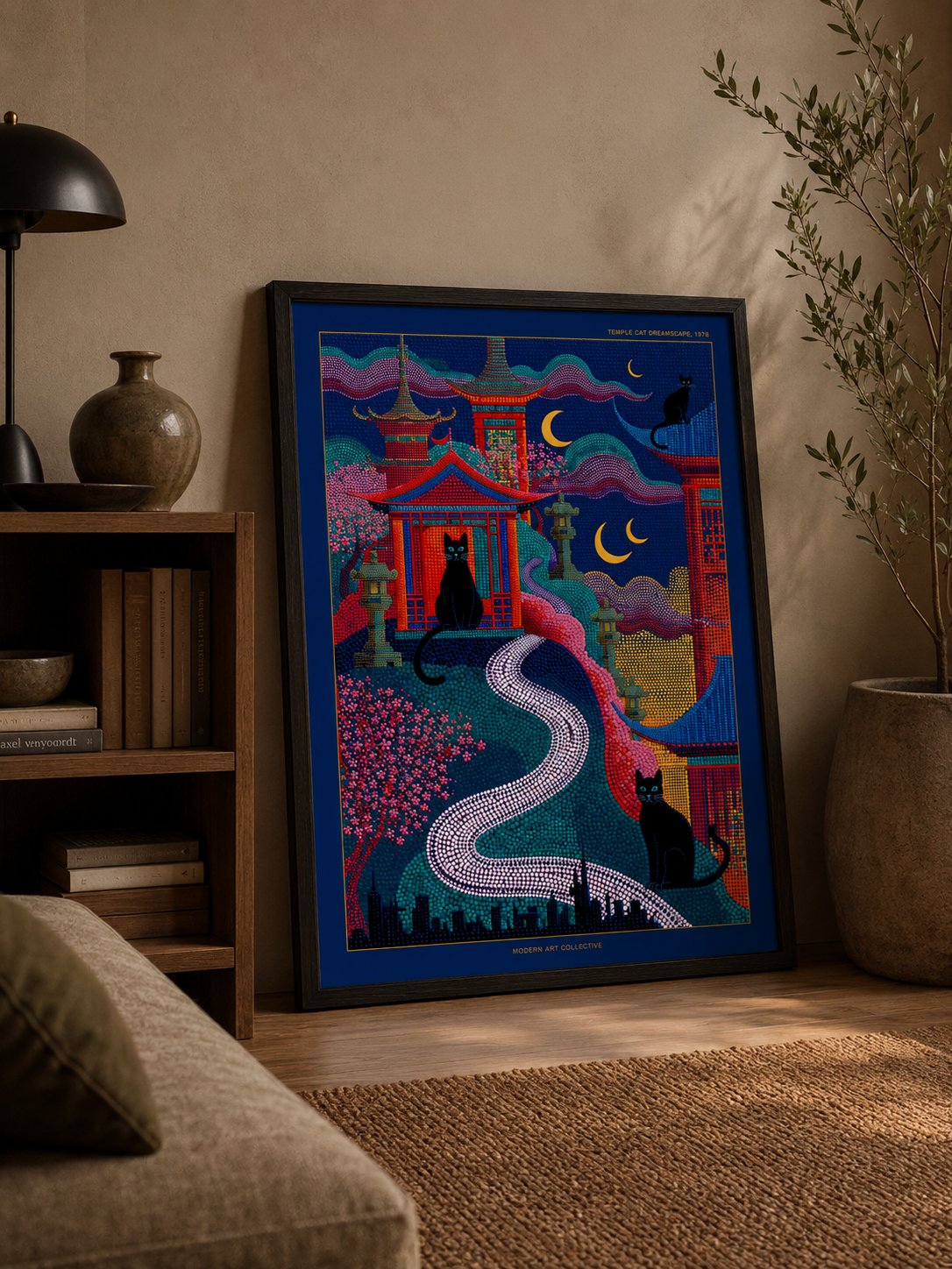 Japanese Temple Cat Poster - Wall Art Decor - alternate angle - japanese temple cat poster, japanese cat wall art