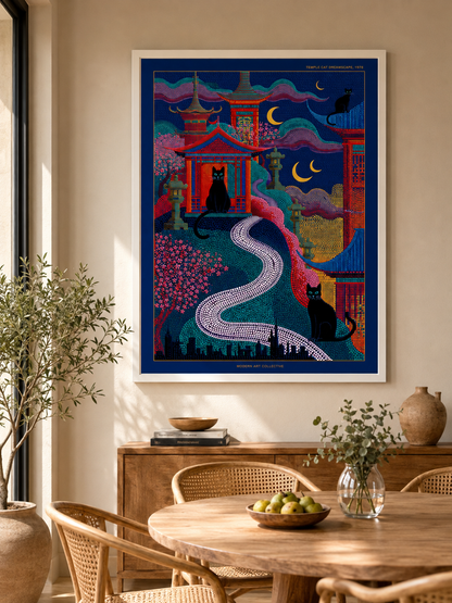 Japanese Temple Cat Poster - Wall Art Decor - close-up - japanese temple cat poster, japanese cat wall art