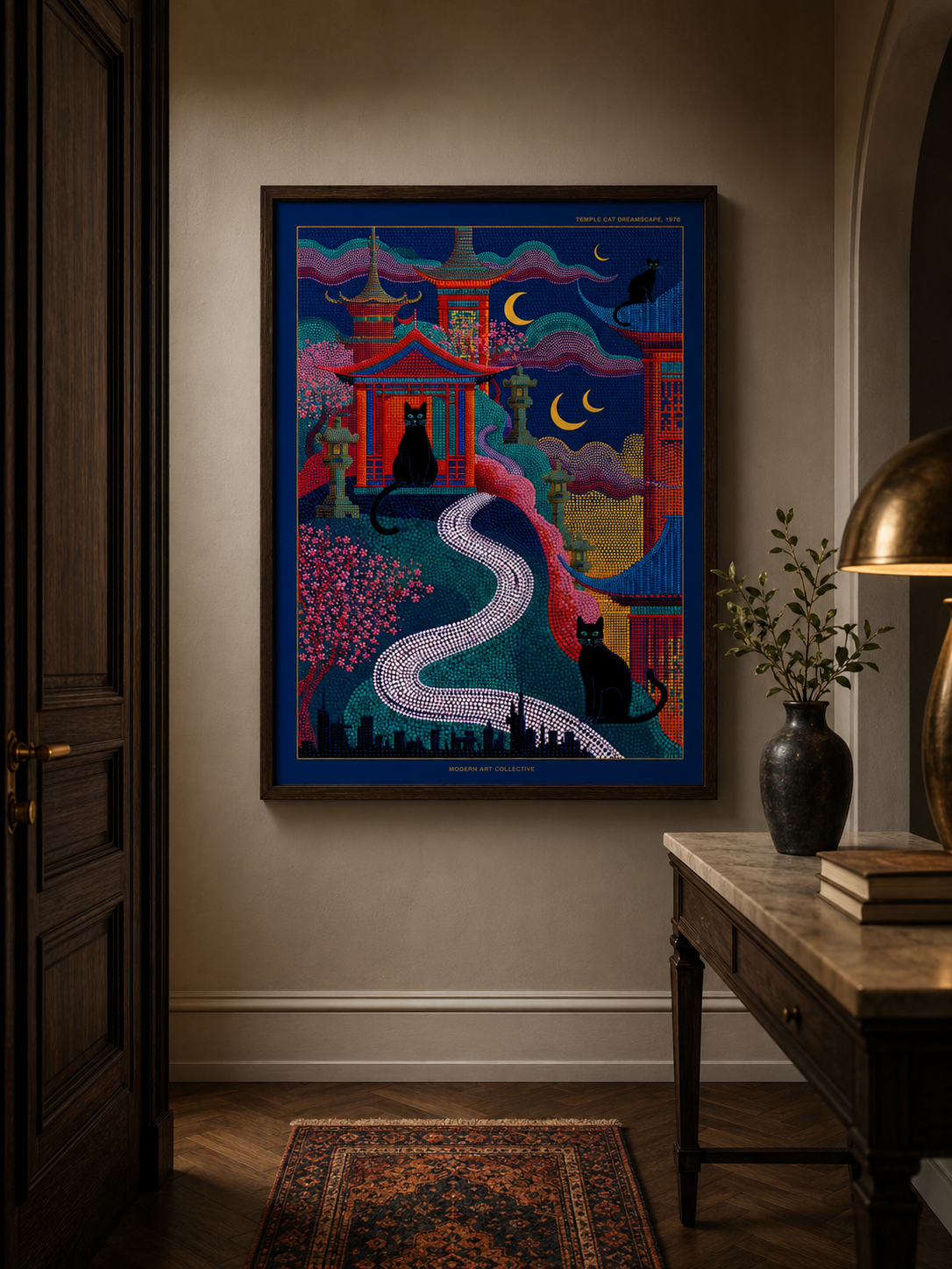 Japanese Temple Cat Poster - Wall Art Decor - alternate angle - japanese temple cat poster, japanese cat wall art