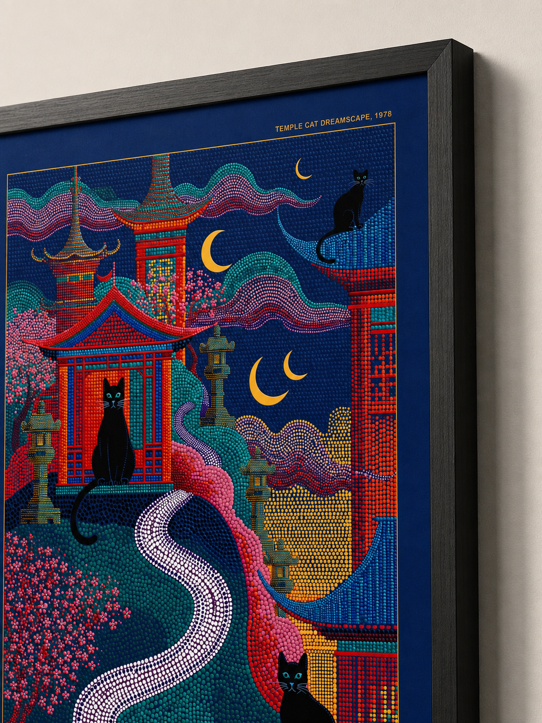 Japanese Temple Cat Poster - Wall Art Decor - detail view - japanese temple cat poster, japanese cat wall art