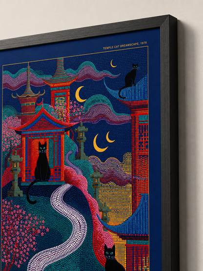 Japanese Temple Cat Poster - Wall Art Decor - detail view - japanese temple cat poster, japanese cat wall art