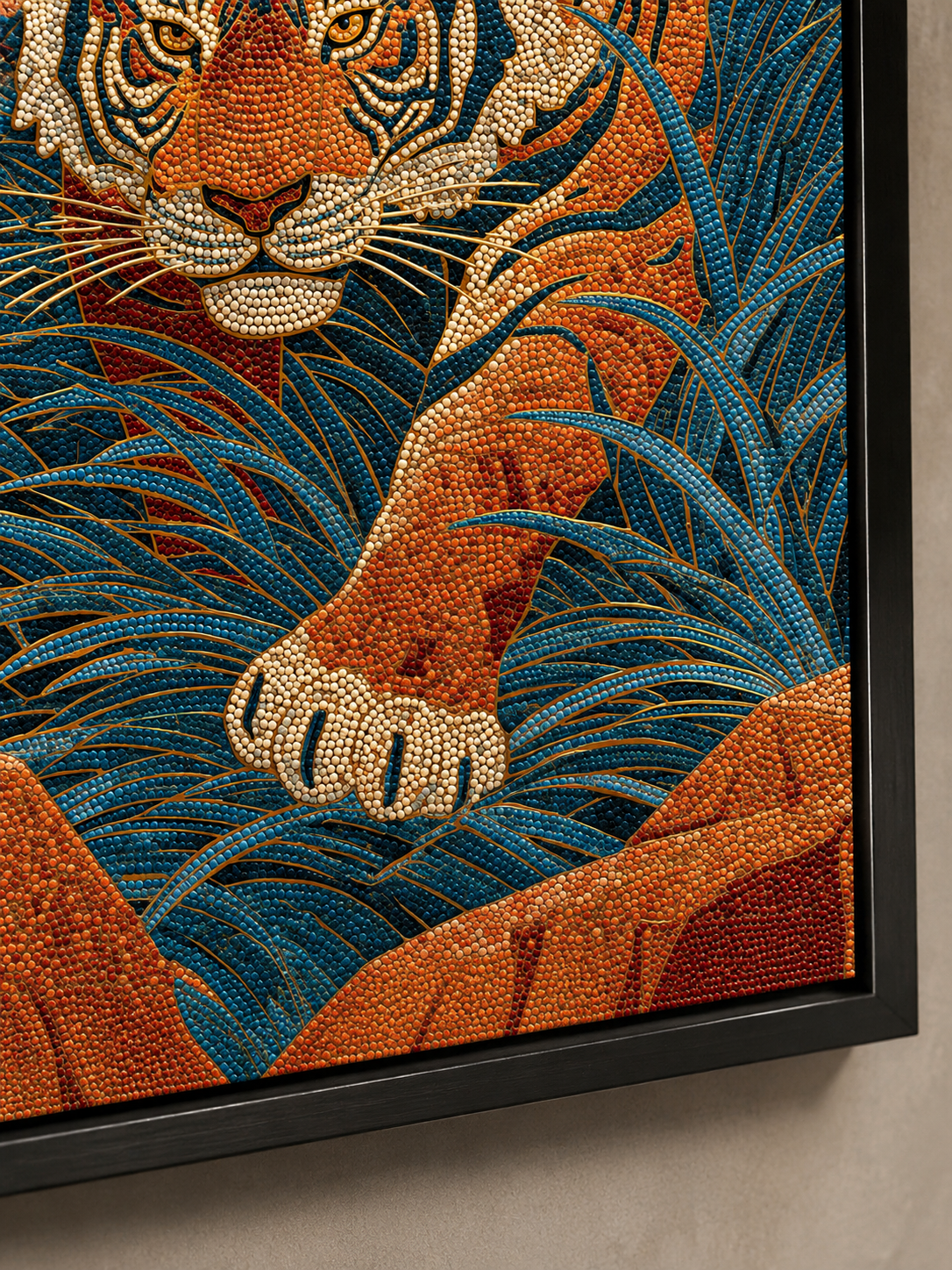 Japanese Tiger Art Print - Wall Art Decor - lifestyle shot - tiger wall decor, indigo tiger poster