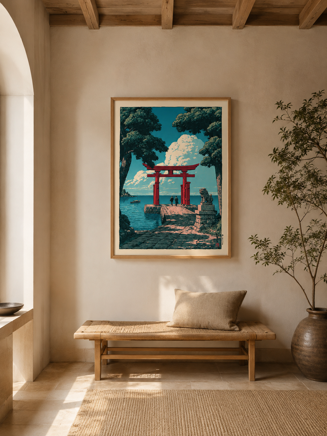 Torii Japonés Póster - Wall Art Decor - alternate angle - japanese torii gate poster, torii gate wall art