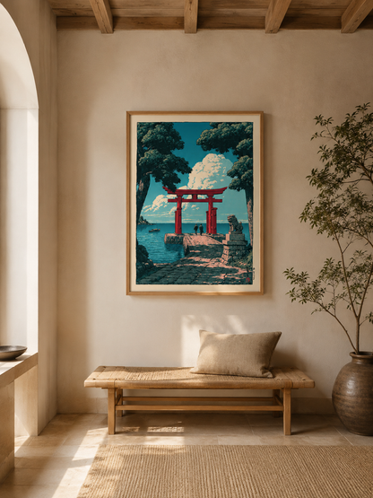 Torii Japonés Póster - Wall Art Decor - alternate angle - japanese torii gate poster, torii gate wall art