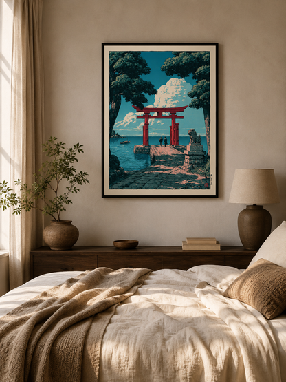 Torii Japonés Póster - Wall Art Decor - lifestyle shot - japanese torii gate poster, torii gate wall art