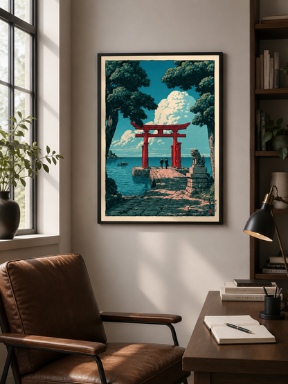 Torii Japonés Póster - Wall Art Decor - front view - japanese torii gate poster, torii gate wall art