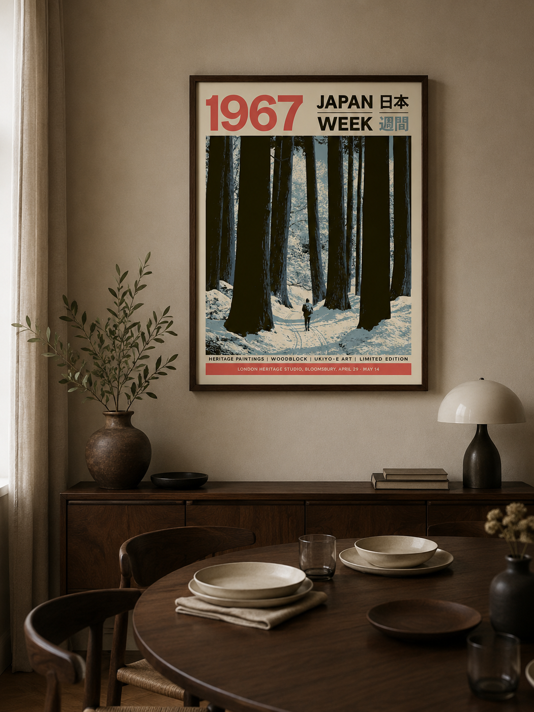 Japanese Winter Forest Poster - Wall Art Decor - close-up - snowy forest wall art, canvas print