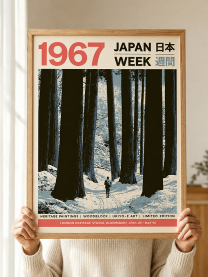 Japanese Winter Forest Poster - Wall Art Decor - packaging - snowy forest wall art, canvas print