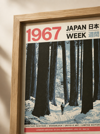 Japanese Winter Forest Poster - Wall Art Decor - lifestyle shot - snowy forest wall art, canvas print