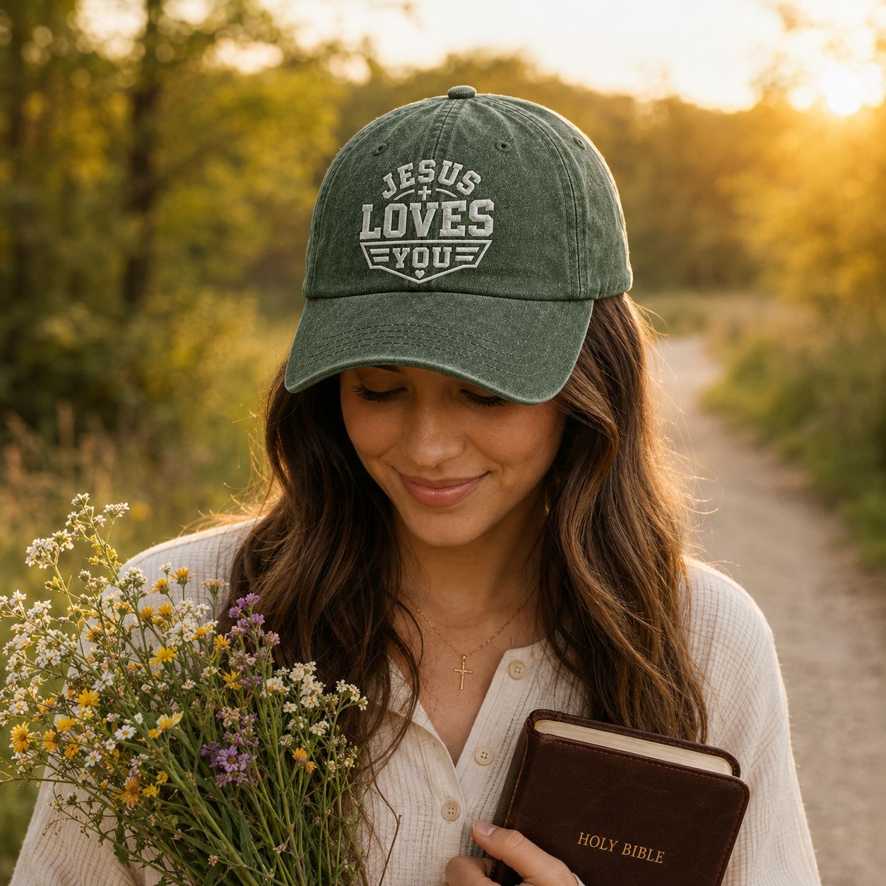 Jesus Loves You Washed Cap - Washed Cap - alternate angle
