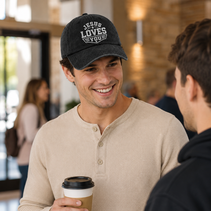 Jesus Loves You Washed Cap - Washed Cap - lifestyle