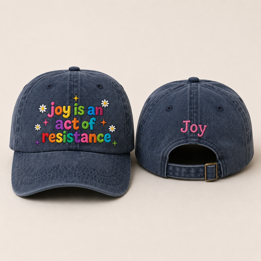 Joy Is Resistance Embroidered Washed Cap - Washed Cap - front view