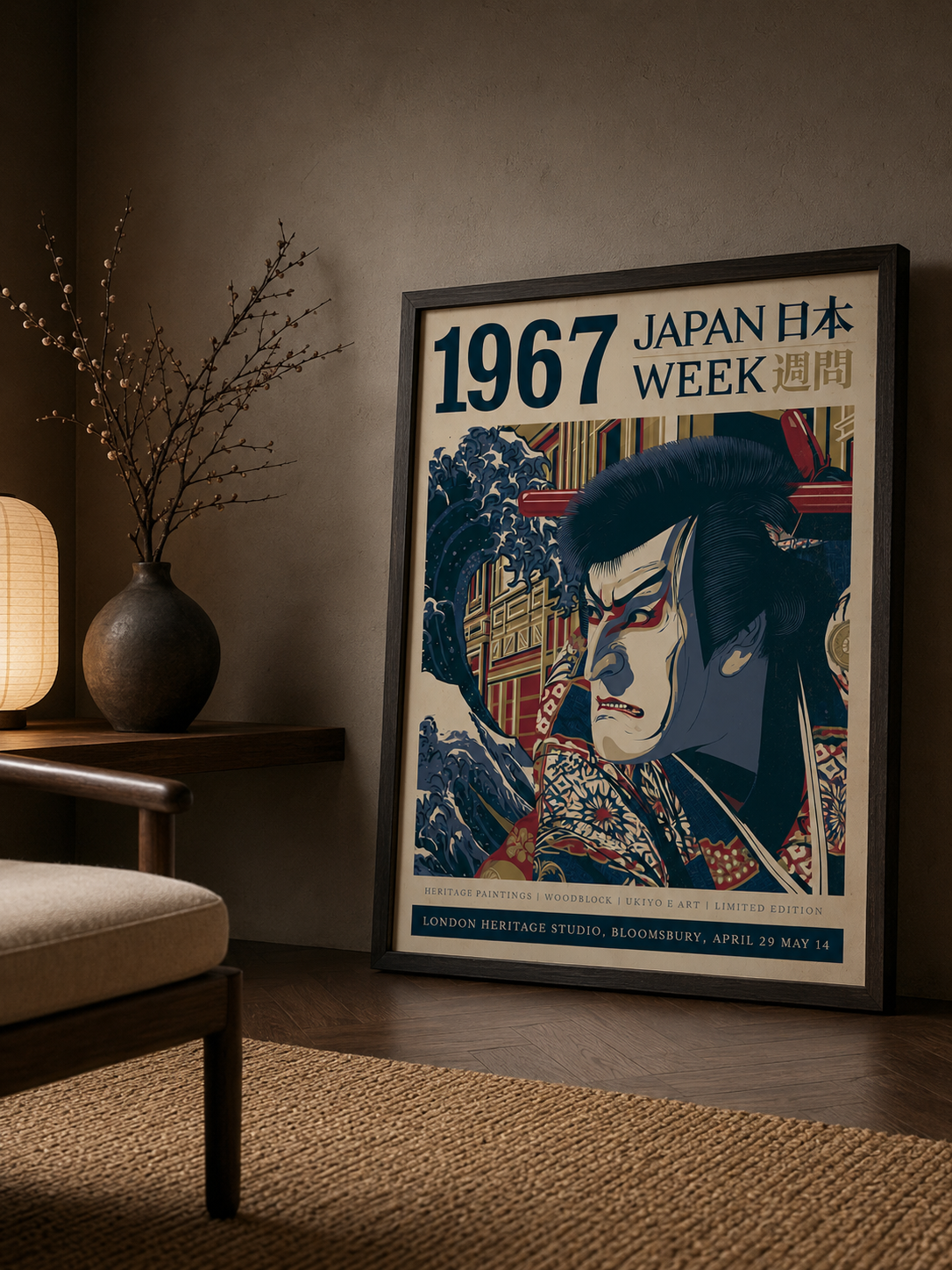 Kabuki Actor Poster - Wall Art Decor - alternate angle - kabuki theater wall art, canvas print