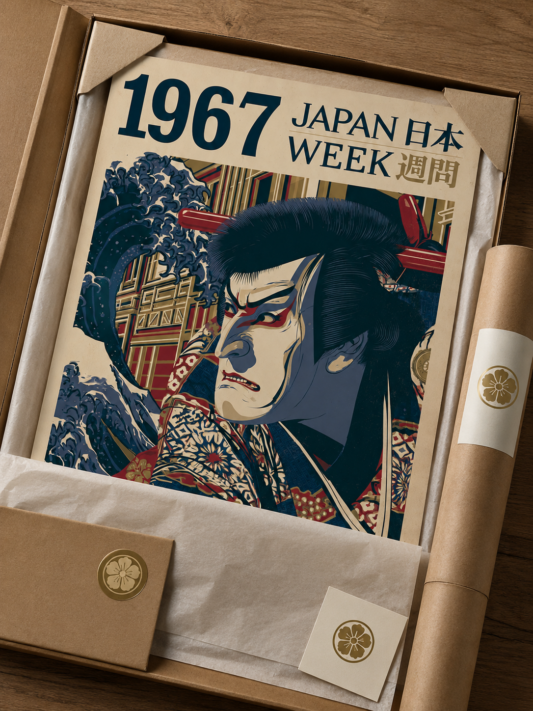 Kabuki Actor Poster - Wall Art Decor - lifestyle shot - kabuki theater wall art, canvas print