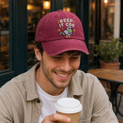 Keep It Coo Pigeon Embroidered Washed Cap - Washed Cap - lifestyle
