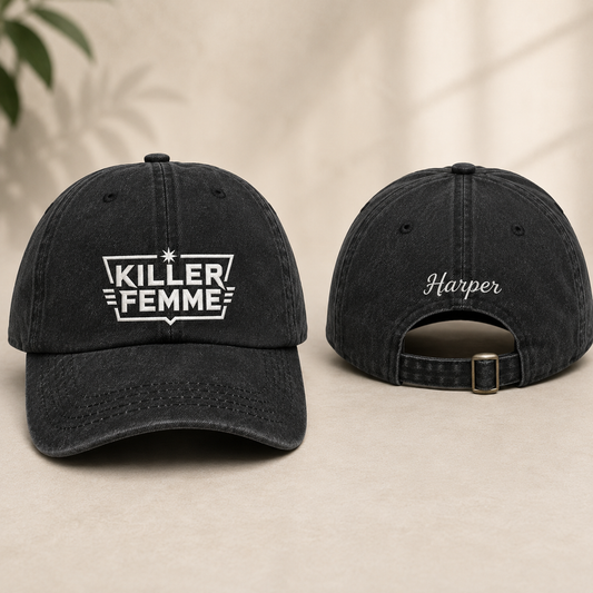 Killer Femme Embroidered Washed Cap - Washed Cap - front view
