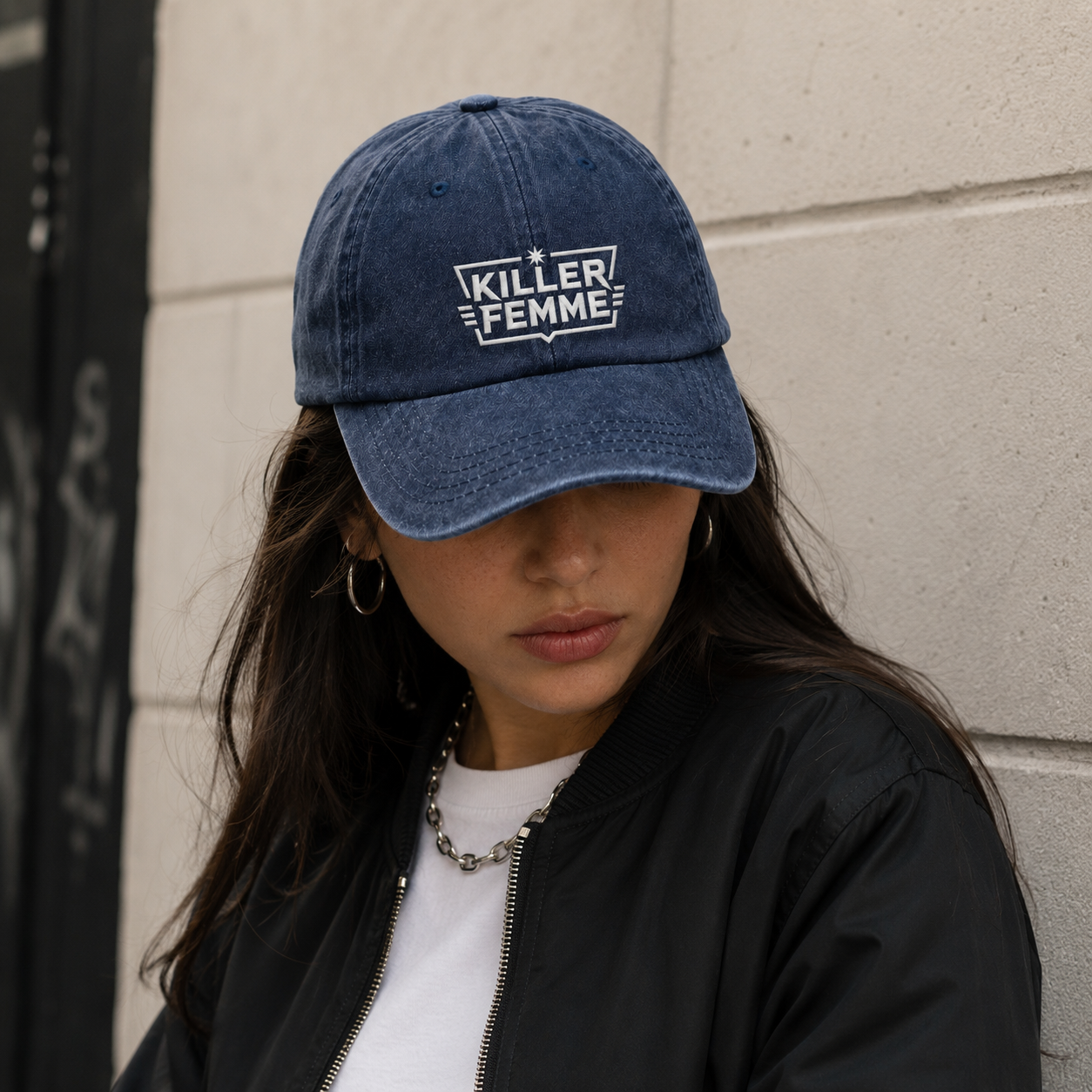 Killer Femme Embroidered Washed Cap - Washed Cap - side view