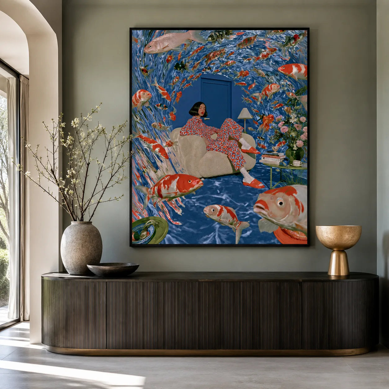 Koi Fish Dreamscape Wall Art Decor - Wall Art Decor - close up