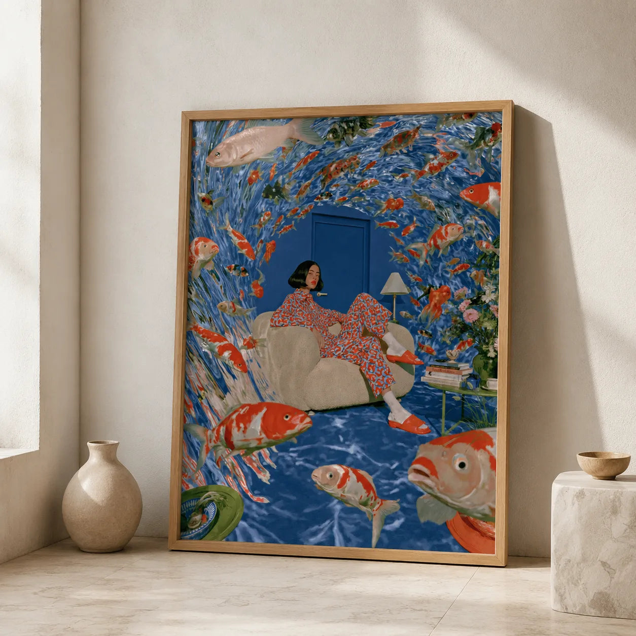 Koi Fish Dreamscape Wall Art Decor - Wall Art Decor - side view