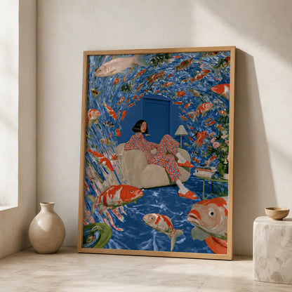 Koi Fish Dreamscape Wall Art Decor - Wall Art Decor - side view