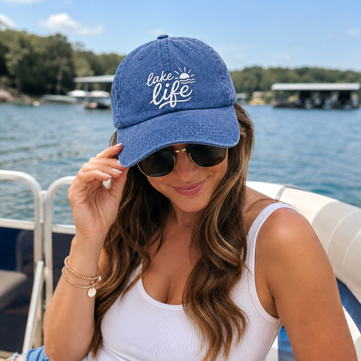 Lake Life Embroidered Washed Cap - Washed Cap - alternate angle