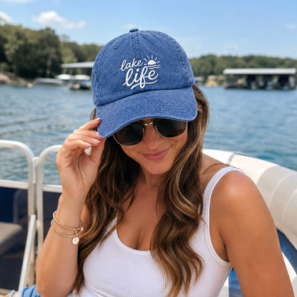 Lake Life Embroidered Washed Cap - Washed Cap - alternate angle