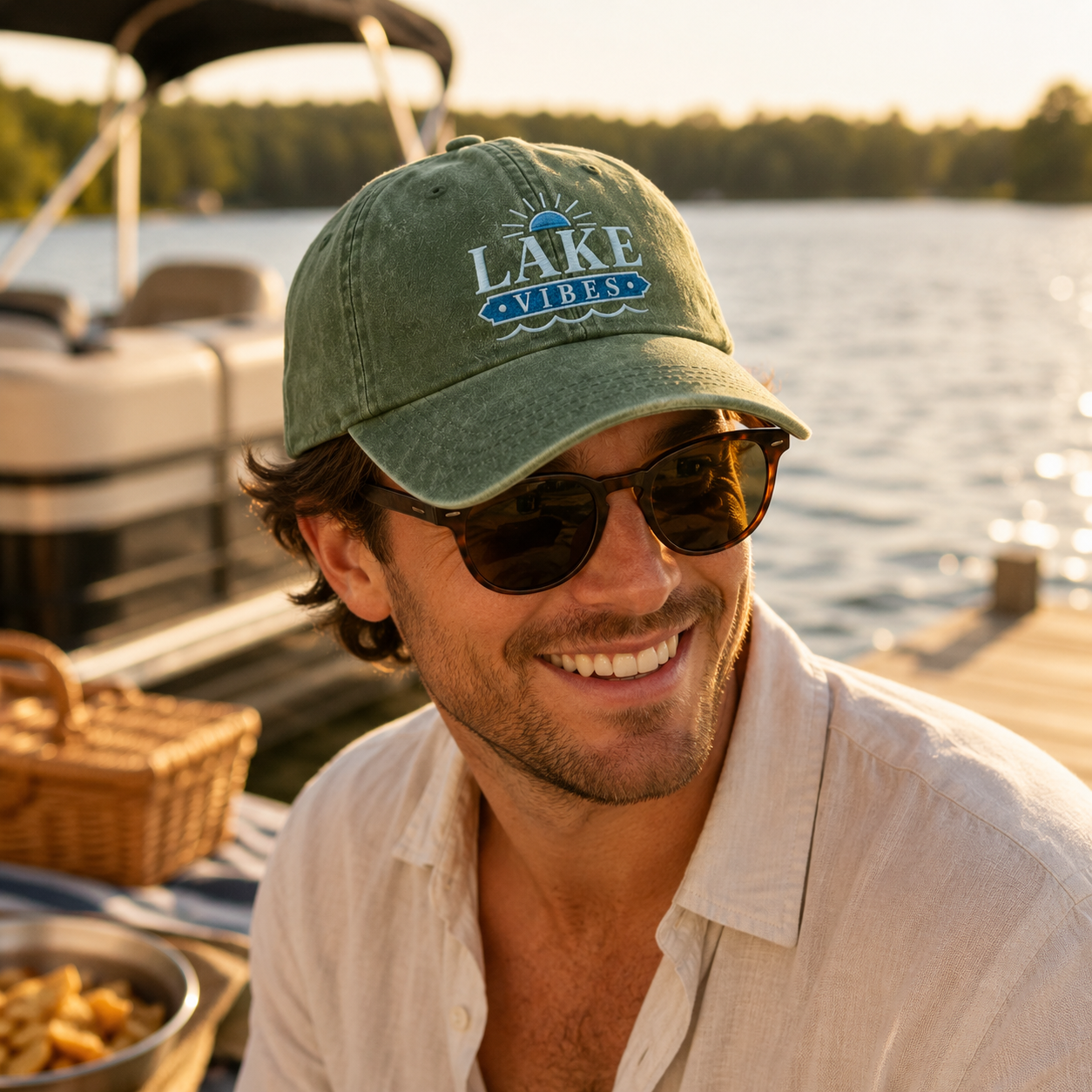 Lake Vibes Embroidered Washed Cap - Washed Cap - alternate angle