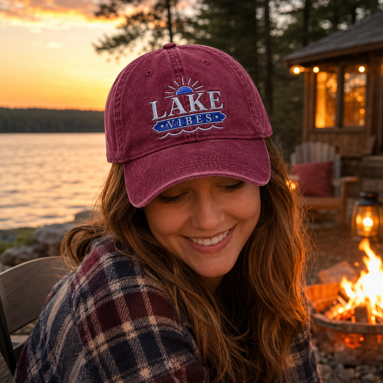 Lake Vibes Embroidered Washed Cap - Washed Cap - detail