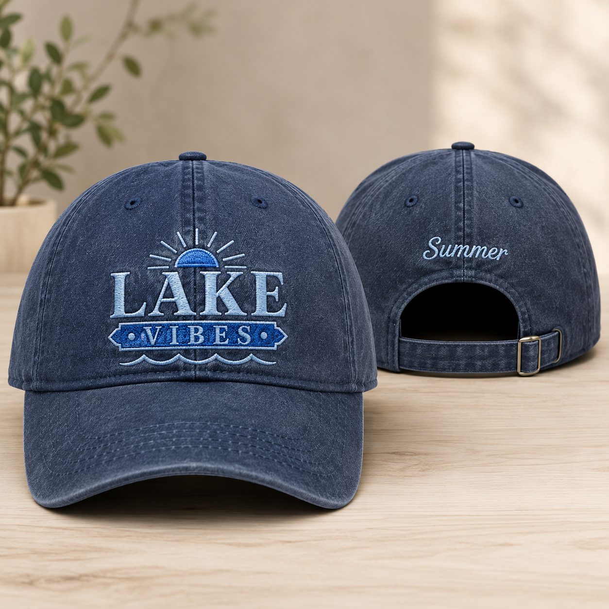 Lake Vibes Embroidered Washed Cap - Washed Cap - front view