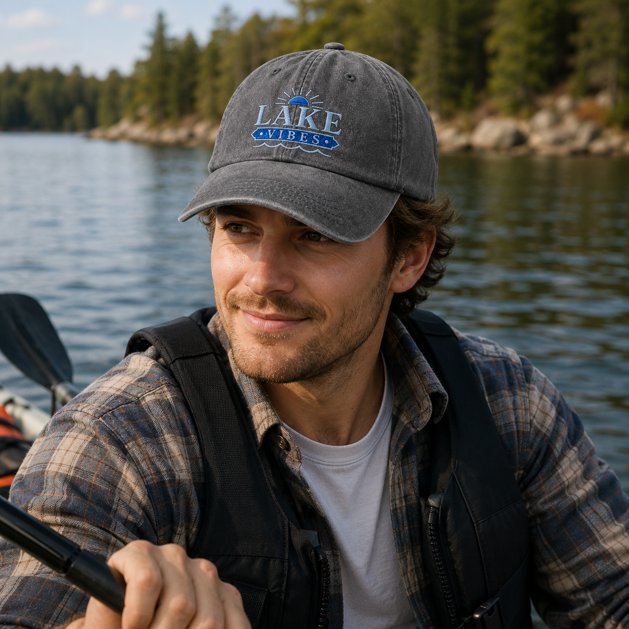 Lake Vibes Embroidered Washed Cap - Washed Cap - lifestyle