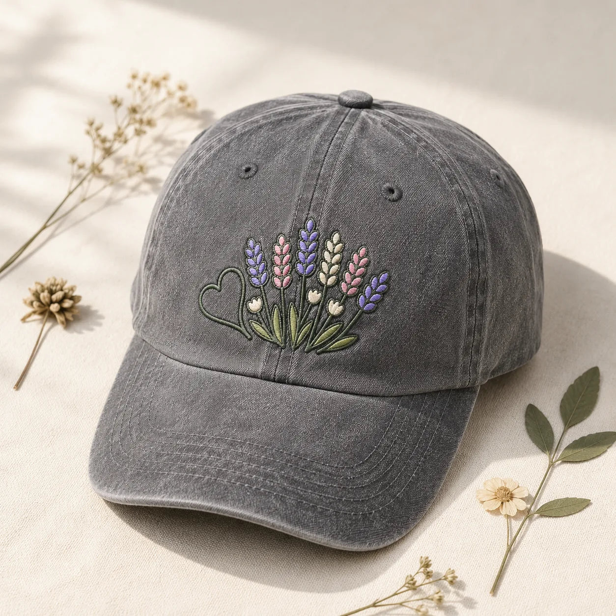 Lavender Wildflower Washed Cap - washed cap - in use