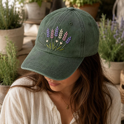 Lavender Wildflower Washed Cap - washed cap - styled
