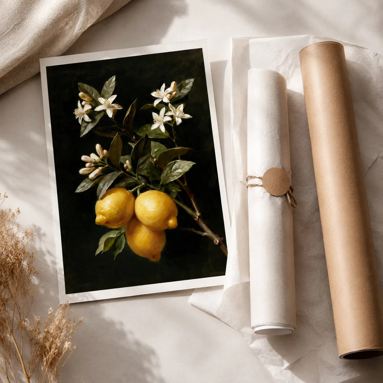 Lemon Blossom Still Life Wall Art Decor - Wall Art Decor - back view