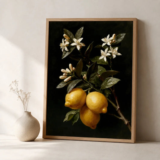 Lemon Blossom Still Life Wall Art Decor - Wall Art Decor - side view