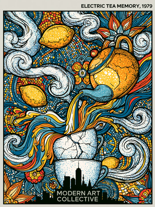 Lemon Tea Kitchen Wall Art - Wall Art Decor - front view - lemon tea kitchen wall art, retro citrus poster