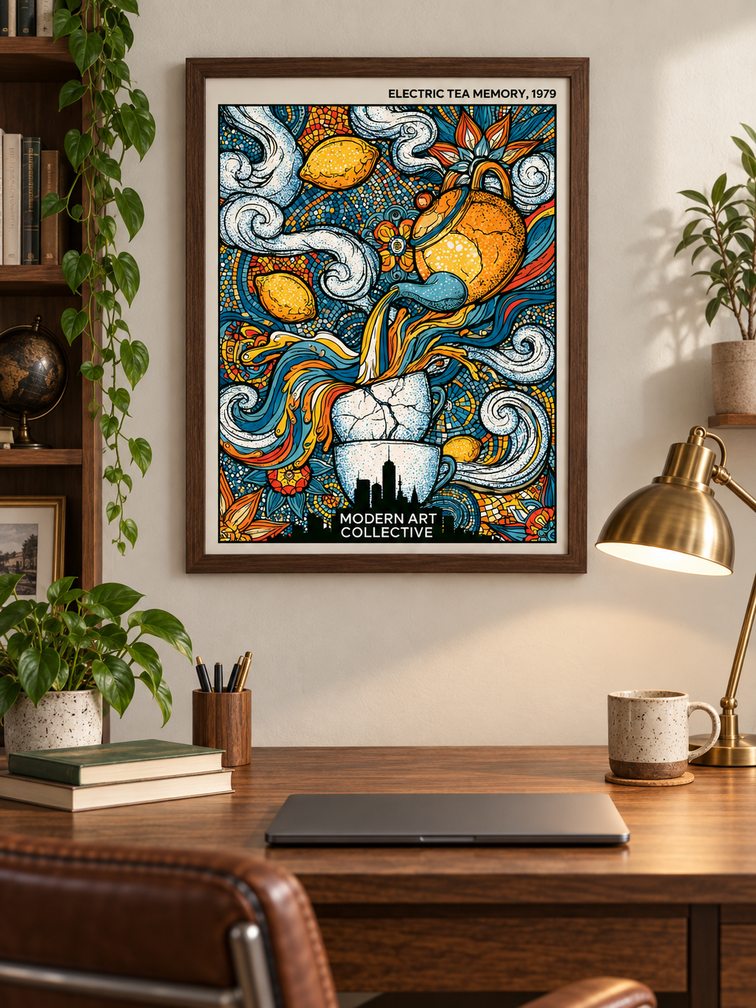 Lemon Tea Kitchen Wall Art - Wall Art Decor - close-up - lemon tea kitchen wall art, retro citrus poster